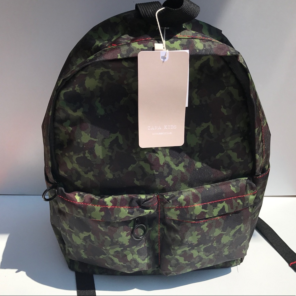 Zara Kids Printed Backpack Camouflage Green